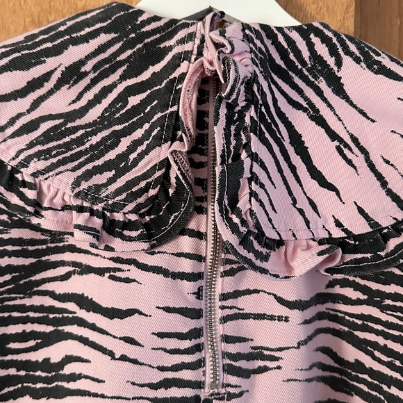 Ganni pink and black mini denim dress - Picture 3 of 4